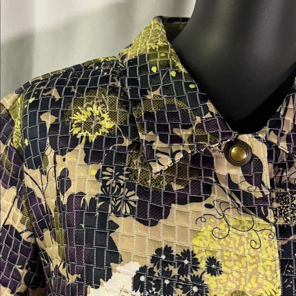 Christopher & Banks Multicolor Floral Print 3/4 Sleeve Button Front Jacket - Picture 6 of 16